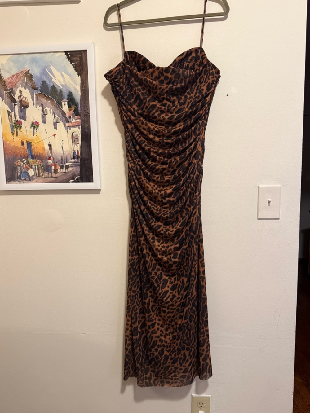 Zara Brown and Black Leopard-Print Maxi Dress